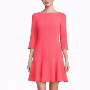 Kate Spade Geranium Pink Mini Dress Women’s 2 Flounce Hem Half Sleeve Event